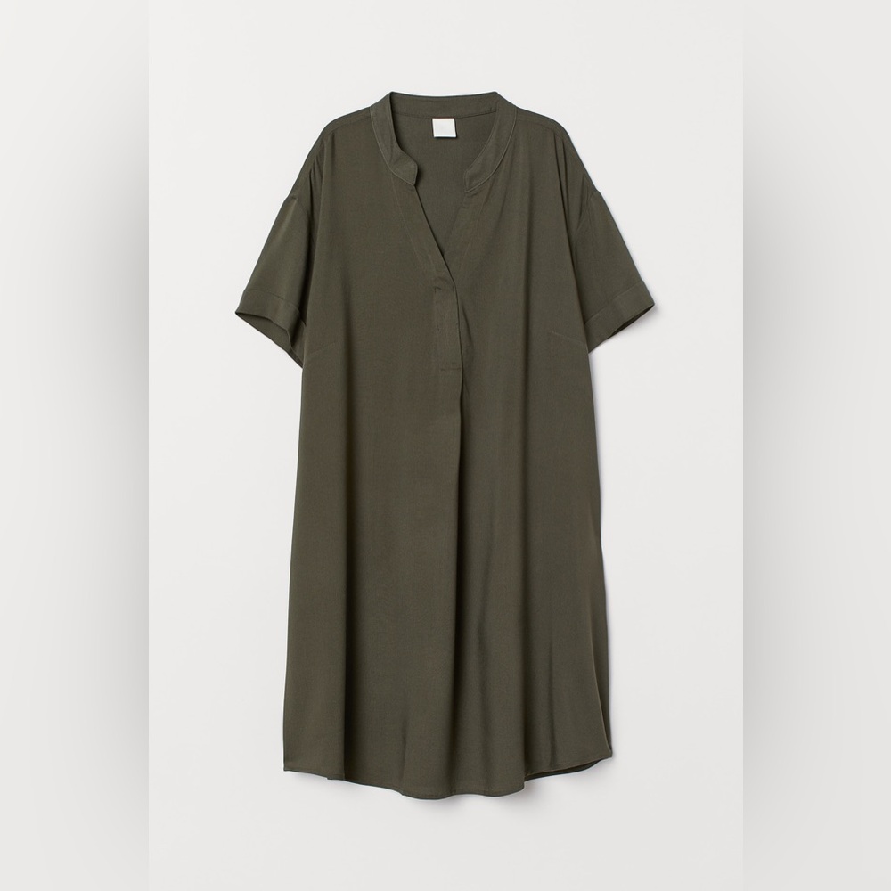H&M V-Neck Dress Khaki Green Size S